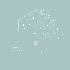 Fototapete - Abstract hexagons for dna, data, medicine, scientific, Modern biology genetic, science, chemical pattern. Technology geometric carcass. Vector connection and social network