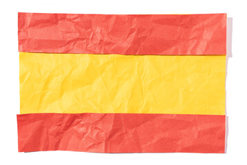 Wall Mural - Flag of Spain made of crumpled paper isolated on white background