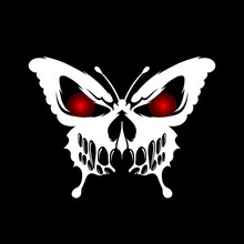 Red Eye Skull Butterfly Logo Design Vector, With Eps Format