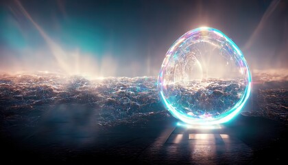 Aufkleber - the soap bubble is illuminated by the rays of the sun radiating glare. 3d rendering