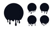 Paint dripping set. Black melt drips. Current liquid. Dripping fluid. Flowing paint. Color can be edited. Vector illustration.