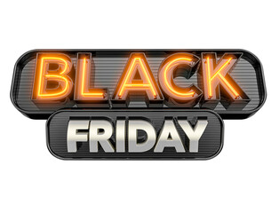 Label Black Friday Neon in 3d render