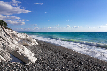 White rocks, a beautiful place on the Black Sea coast. Tsandripsh, Abkhazia