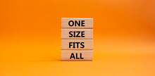 One Size Fits All Symbol. Concept Words One Size Fits All On Wooden Blocks. Beautiful Orange Background. Business And One Size Fits All Concept. Copy Space.