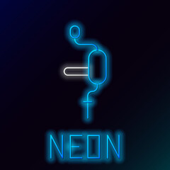 Poster - Glowing neon line Hand drill icon isolated on black background. Colorful outline concept. Vector