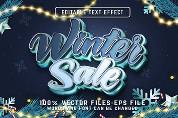 Poster - Winter 3d editable Text Effect With Golden Style Premium Vectors