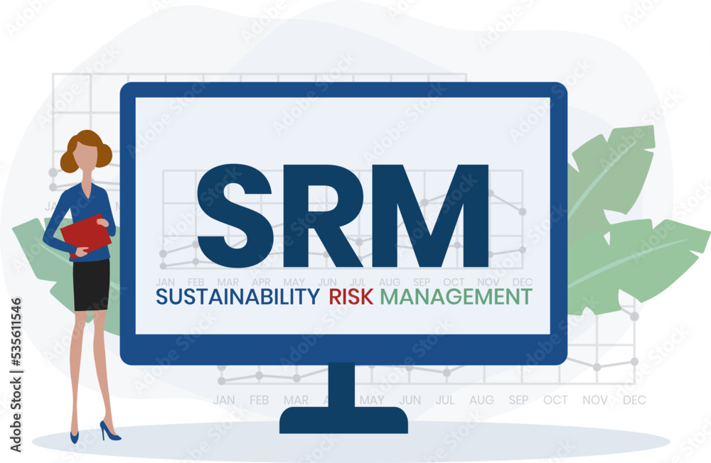 Risk Management Lettering SRM - Sustainability Risk Management acronym. business concept ...