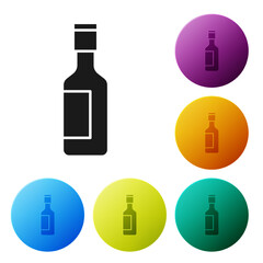 Sticker - Black Jewish wine bottle icon isolated on white background. Set icons in color circle buttons. Vector