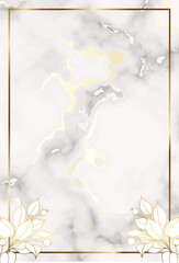 Wall Mural - Golden frame and leaves. Light marble background. Shiny metal on a silver background. vector illustration.