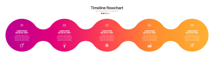 Wall Mural - Timeline infographic design with 5 options or steps. Infographics for business concept. Can be used for presentations workflow layout, banner, process, diagram, flow chart, info graph, annual report.