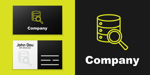 Poster - Logotype line Server, Data, Web Hosting icon isolated on black background. Logo design template element. Vector