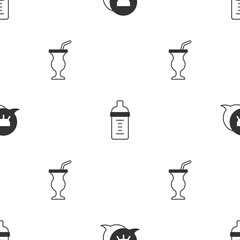 Canvas Print - Set Udder, Baby milk in a bottle and Milkshake on seamless pattern. Vector