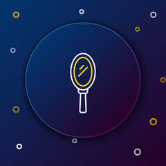 Poster - Line Hand mirror icon isolated on blue background. Colorful outline concept. Vector