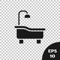 Sticker - Black Bathtub icon isolated on transparent background. Vector