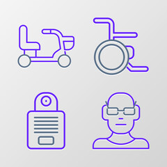 Canvas Print - Set line Poor eyesight, Intercom, Wheelchair and Electric wheelchair icon. Vector