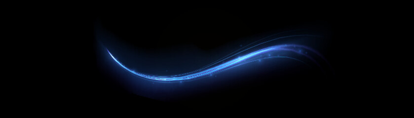 Wall Mural - blue light trail, wave speed, trace line twirl