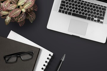 Wall Mural - Glasses, books and notebooks on office desk