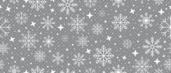 Wall Mural - abstract snowflake seamless border. snowflakes seamless pattern. snowfall repeat backdrop. winter ho