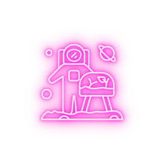 Poster - Space farming cosmonaut plant neon icon