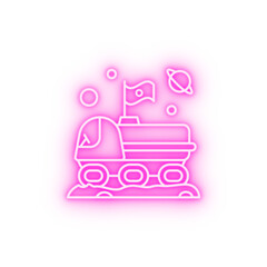 Poster - Space colony vehicle neon icon