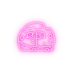 Poster - Space colonies flag on the Moon neon icon