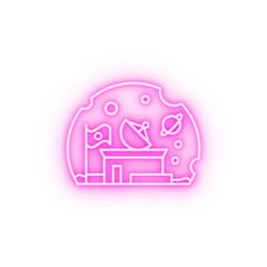 Poster - Space habitation satellite flag neon icon
