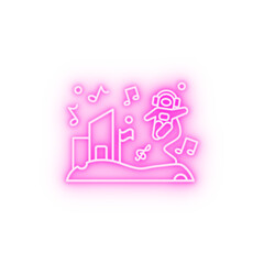 Poster - Space entertainment cosmonaut music neon icon