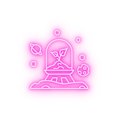 Poster - Space farming save plant neon icon