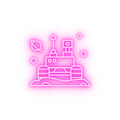 Poster - Space colony vehicle neon icon
