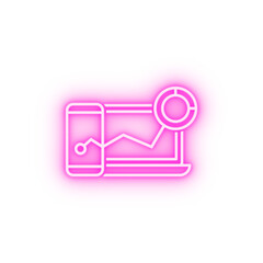 Poster - data chart laptop smartphone neon icon