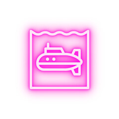 Poster - Submarine ocean neon icon