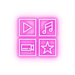Poster - video production buttons neon icon