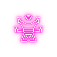Poster - Video production drone neon icon