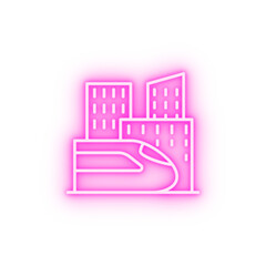 Poster - City train neon icon