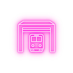 Poster - Train station train neon icon