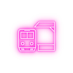 Poster - Train station train neon icon