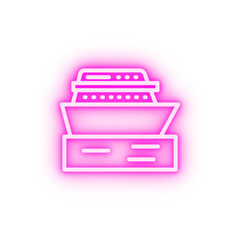 Poster - Ship ocean neon icon