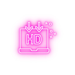 Wall Mural - Hd monitor laptop neon icon