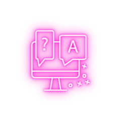 Poster - Answer monitor asking neon icon