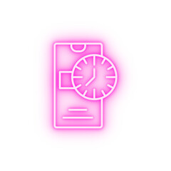 Poster - Smartphone clock time neon icon