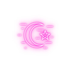 Poster - Star and crescent moon neon icon