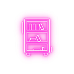 Poster - Bookcase books neon icon