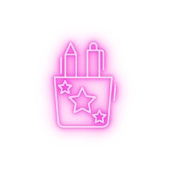 Poster - Pencil holder neon icon