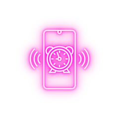 Poster - Alarm clock mobile neon icon