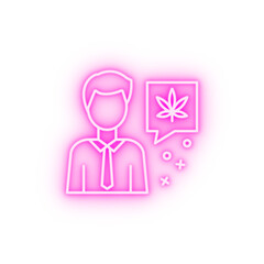 Sticker - Marijuana man work cannabis neon icon