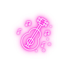 Poster - Ukelele music instrument neon icon