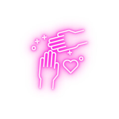 Poster - Hand friend heart neon icon