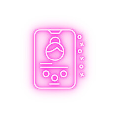 Canvas Print - Profile girl smartphone neon icon