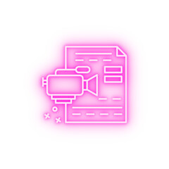 Poster - Cinema camera film document neon icon