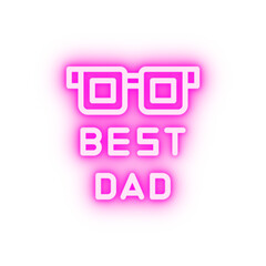 Poster - Best Dad glasses neon icon
